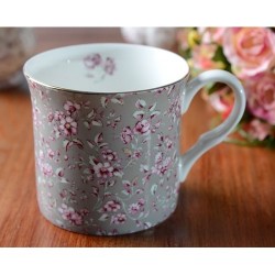 Caneca de Design vintage floral com rebordo dourado