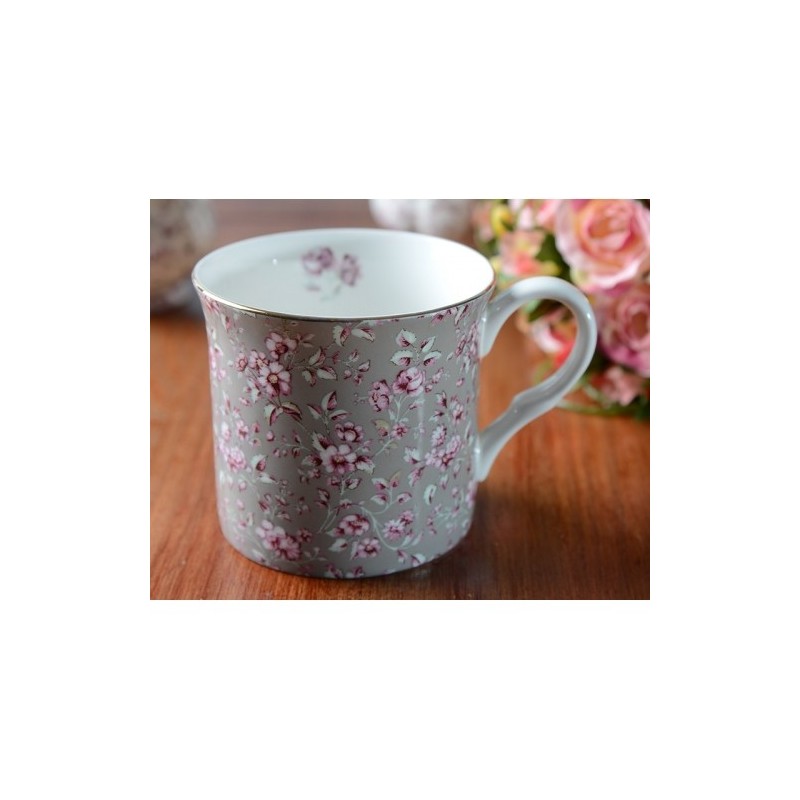 Caneca de Design vintage floral com rebordo dourado