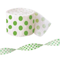 Fita Papel Crepe Branco Bolinhas Verdes