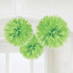 Pack 3 Pompons Fluffy Vermelhos 40 Cms