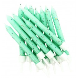 12 Velas Menta com Glitter