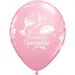 Balão Primeira Comunhão Rosa