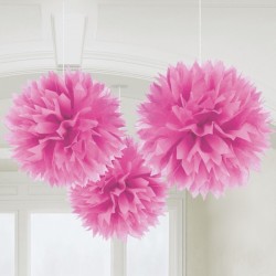 Pack 3 Pompons Fluffy Vermelhos 40 Cms