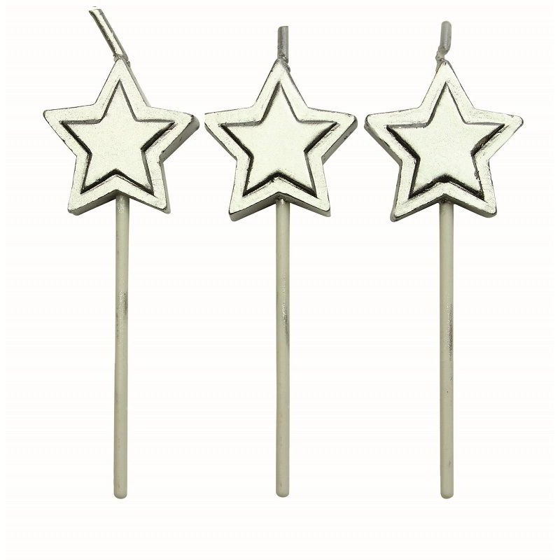 Pack de 8 Velas Estrelas Prateadas