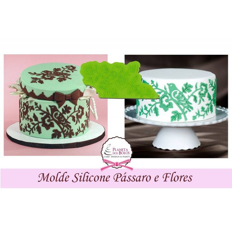 Molde Silicone Marvelous Molds Pássaro e Flores