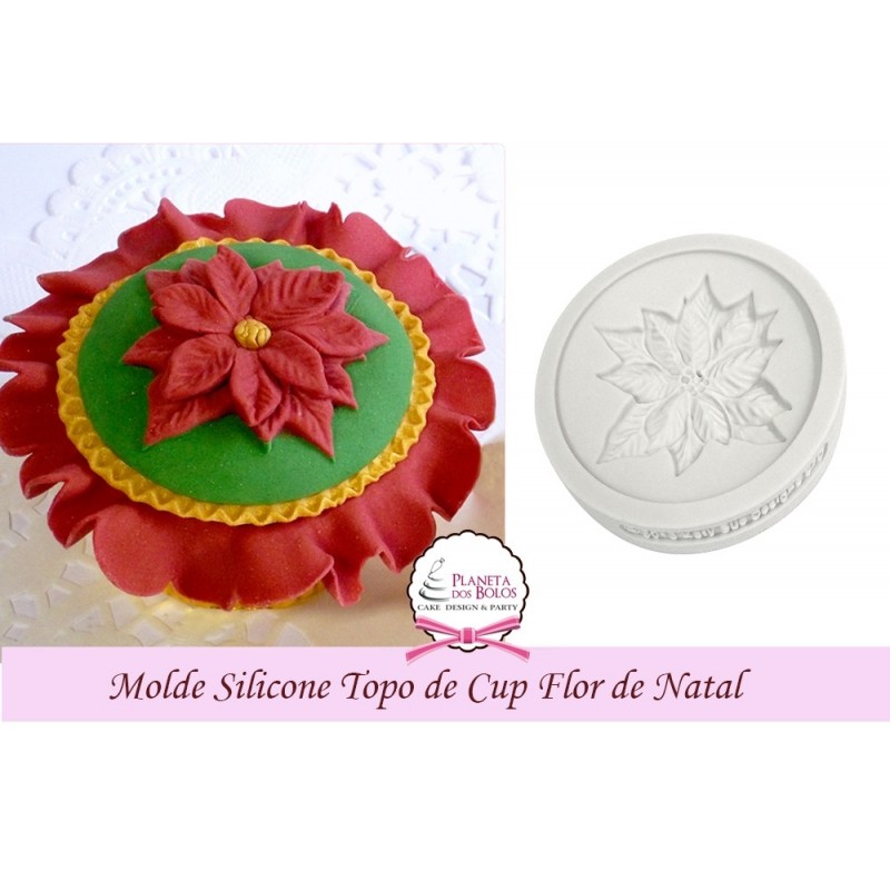 Molde de Silicone Topo de Cup Cake Flor de Natal