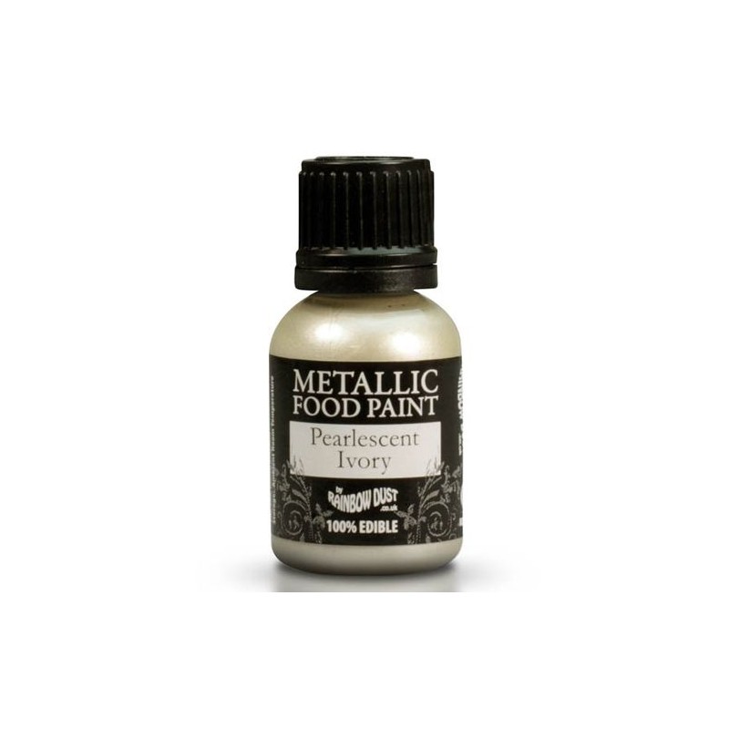 Tinta Metálica Comestível Rainbow Dust Branco Metálico 