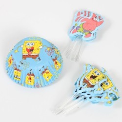 Pack 24 Tacinhas com picks Sponge Bob