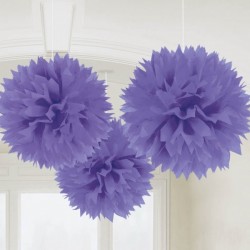 Pack 3 Pompons Fluffy Violeta 40 Cms