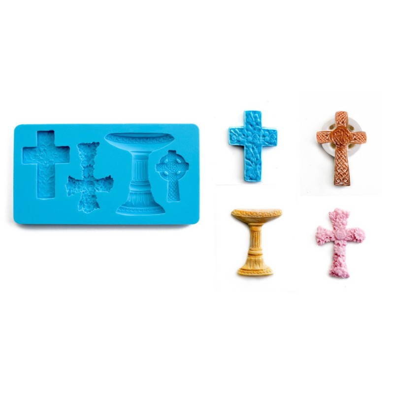 Molde de Silicone Cruzes e Pia Baptismal 