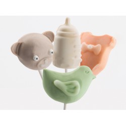 Forma Silicone 12 Cake Pops Tema Bebé