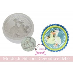 Molde de Silicone Cegonha com Bebé