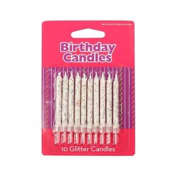 Pack de 10 Velas Brancas com Glitter