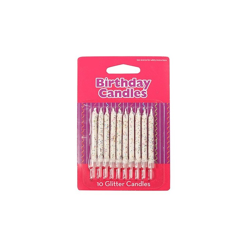 Pack de 10 Velas Brancas com Glitter