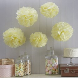 Pack 3 Pom Pons Amarelo Pastel -Vintage Lace