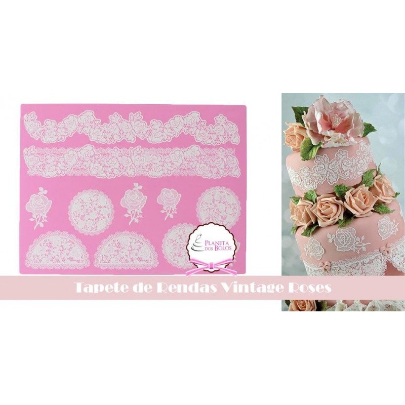 Tapete de Silicone Rendas Vintage Roses 