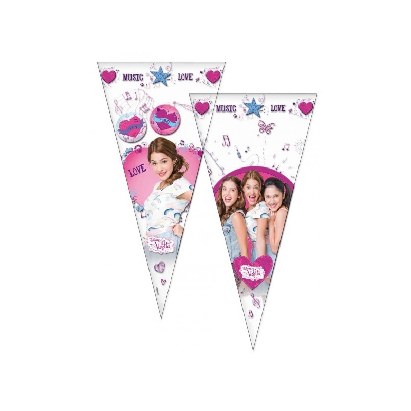 10 Sacos de Festa Cónicos Tema Violetta