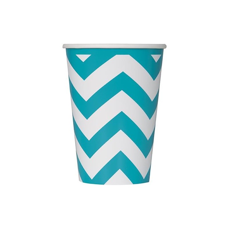 Copos de Festa Chevron Azul Caribe