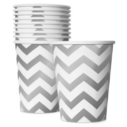 Copos de Festa Chevron Branco e Prata