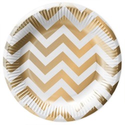 Pratos de Festa Chevron Dourado