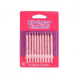 Pack 10 velas Rosa Claro com glitter