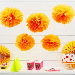 Conjunto de 5 Pom-Pons Neon Orange - Neon Birthday