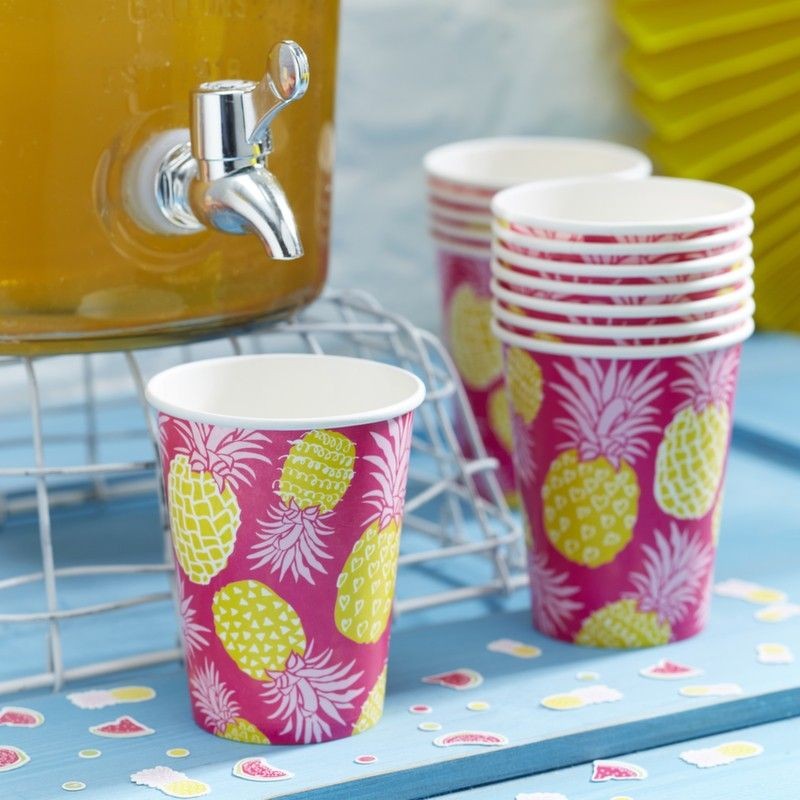 Copos de Festa Pineapple Hot Pink  - Summer Fruits