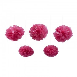 Conjunto 5 Pom Poms - Hot Pink - Summer Fruits