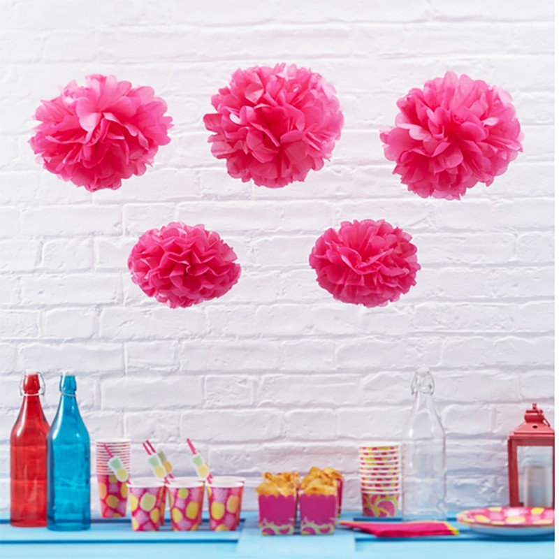 Conjunto 5 Pom Poms - Hot Pink - Summer Fruits