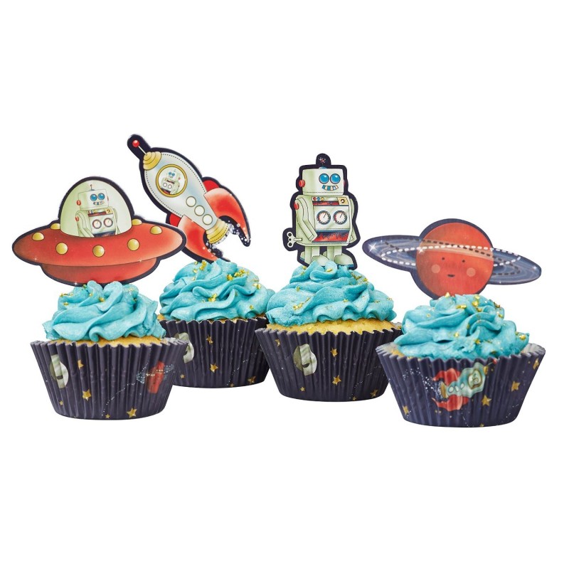 Tacinhas e Toppers Cup Cakes Space Cupcake Cases and Toppers - Space Adventure Party