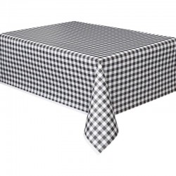 Black Gingham Rectangular Plastic Tablecover