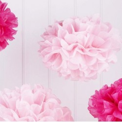 Conjunto de 5 Pom-Pons Rosa