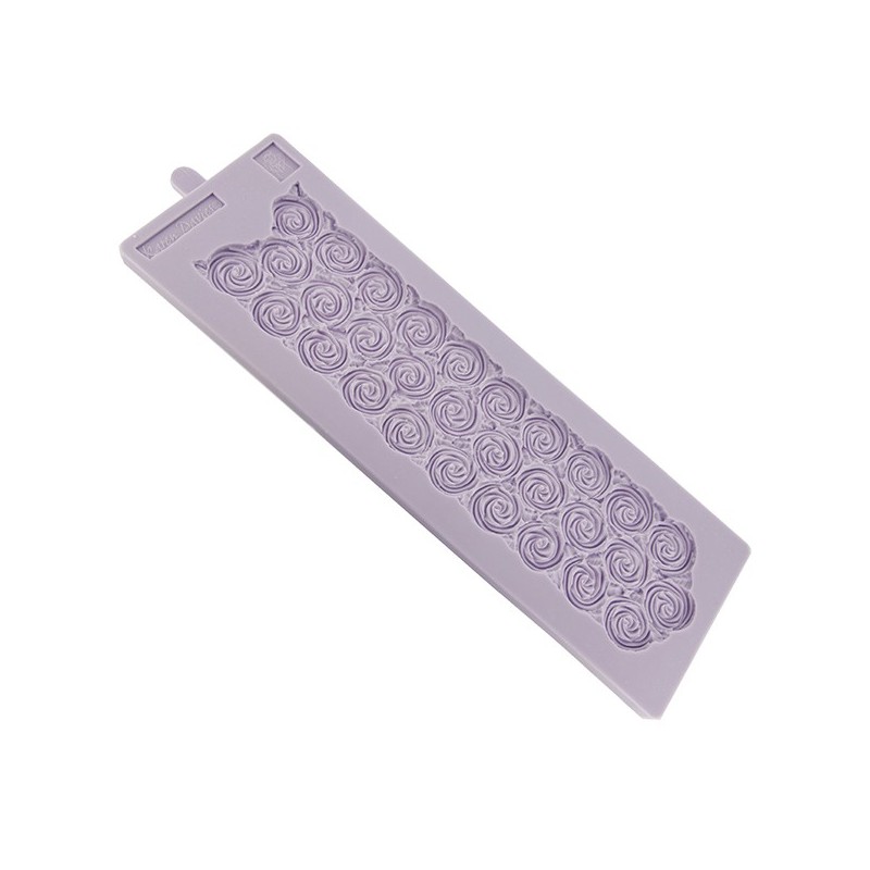 Molde Silicone Faixa Decorativa de Rosas Glacê Larga