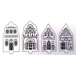 Conjunto de 2 Cortadores e 4 Stencil Casas Inverno